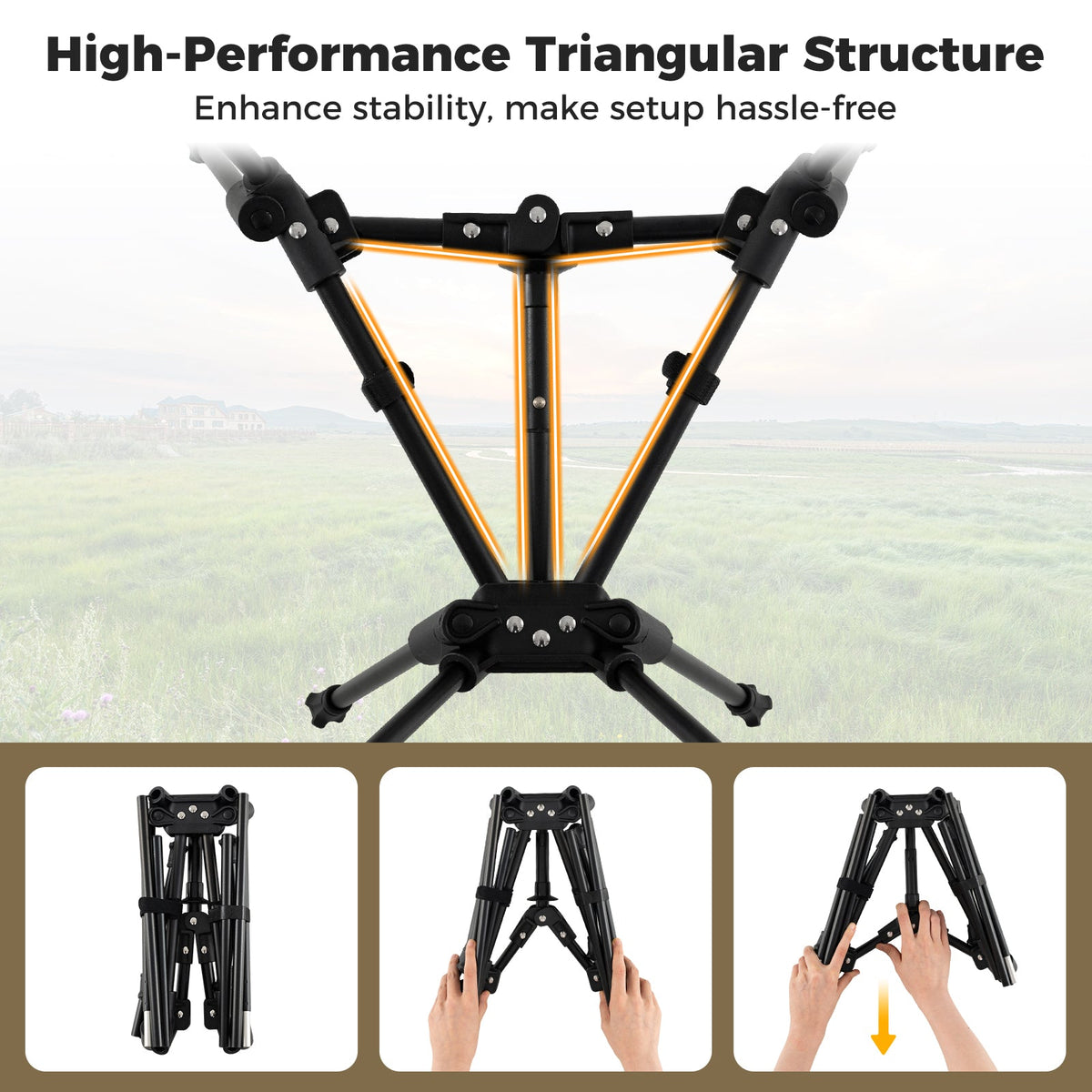 Portable Camping Chair with Compact Carrying Bag-Coffee