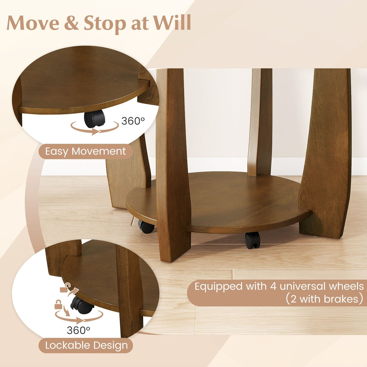 32" 2-Tier Glass Round Coffee Table with Storage Shelf