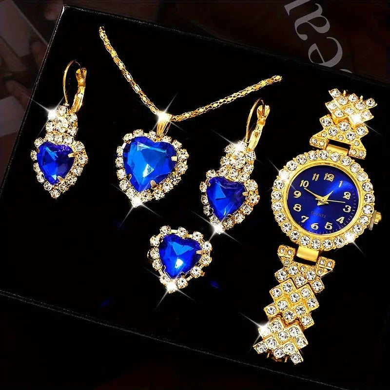 Watch Colorful Crystals Quartz Jewelry Suit