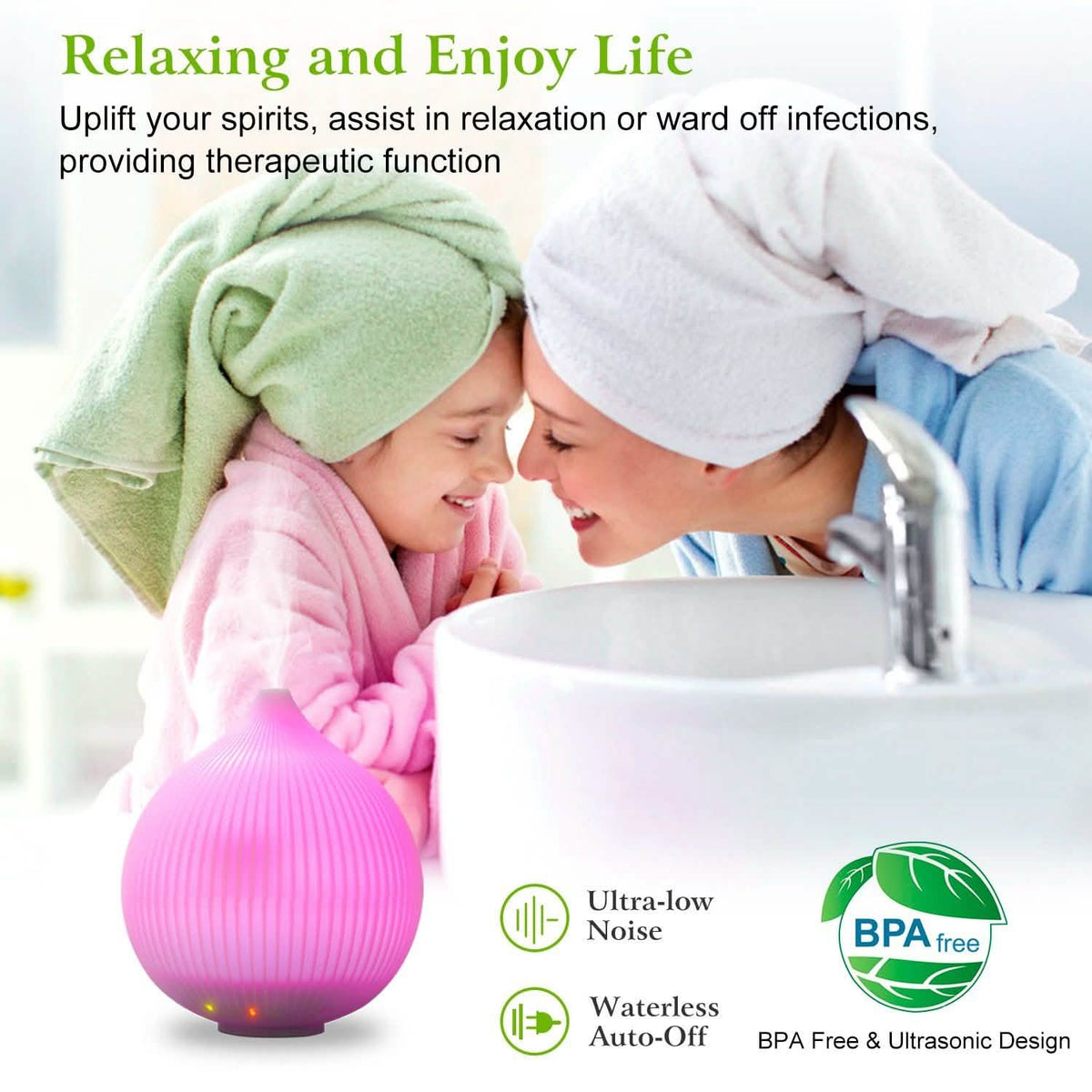 330ml Cool Mist Humidifier with 7 Color LED Lights
