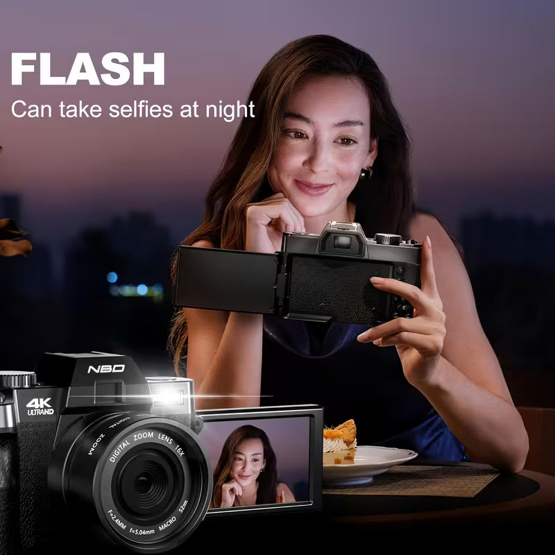 48MP 4K Digital Vlogging Camera with WiFi and 32GB Card