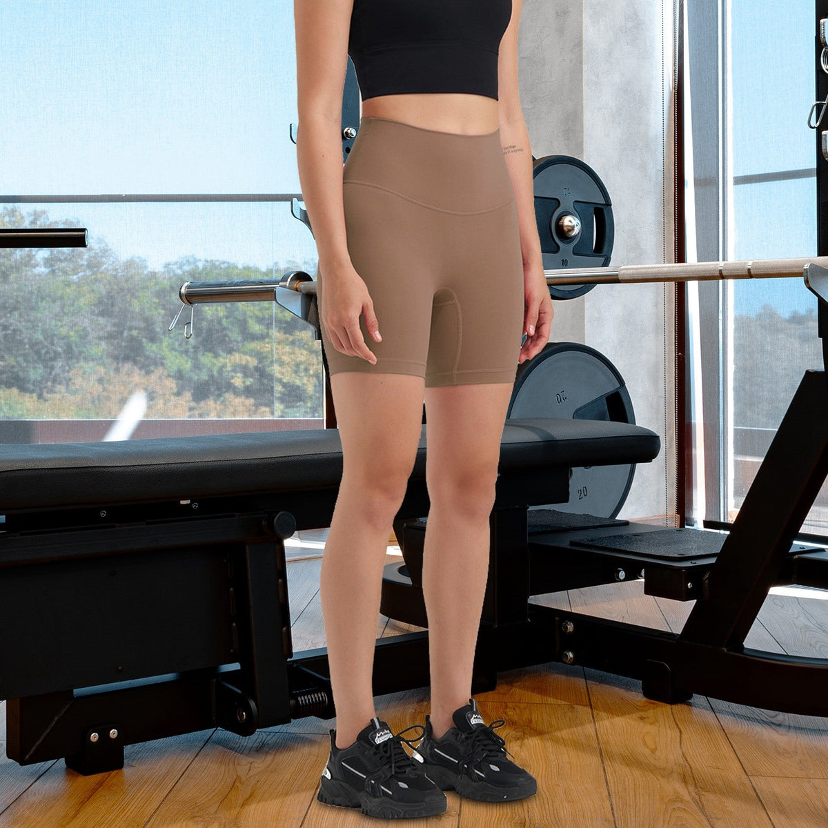 High-Waist Biker Shorts with Tummy Control for Workouts