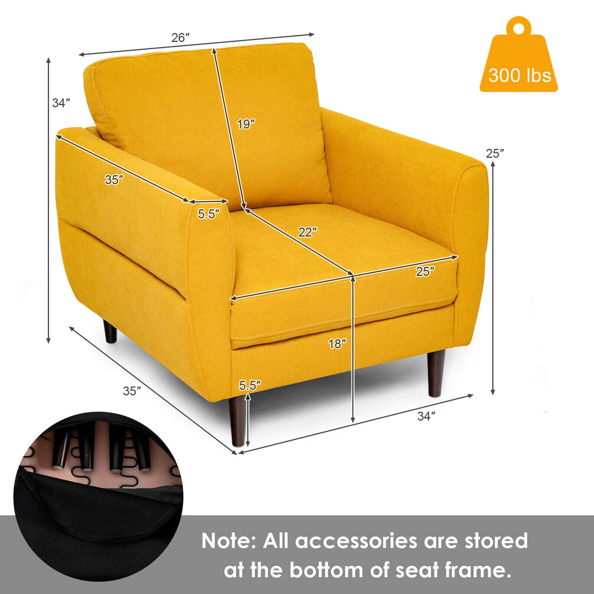 Modern Upholstered Accent Chair Single Sofa Armchair