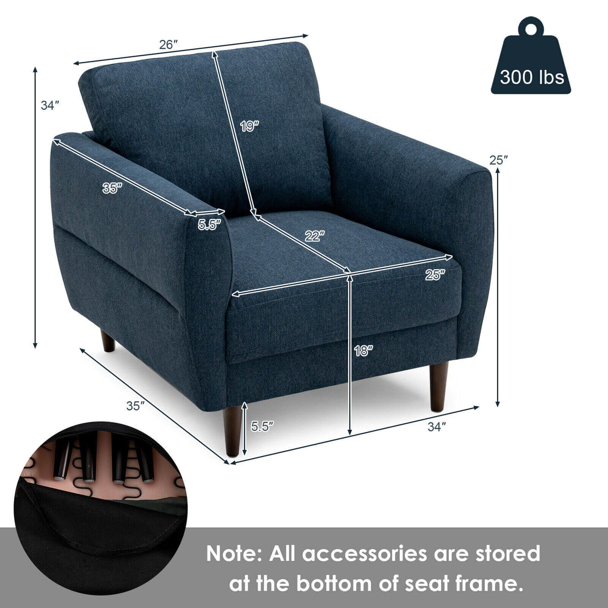 Modern Upholstered Accent Chair Single Sofa Armchair