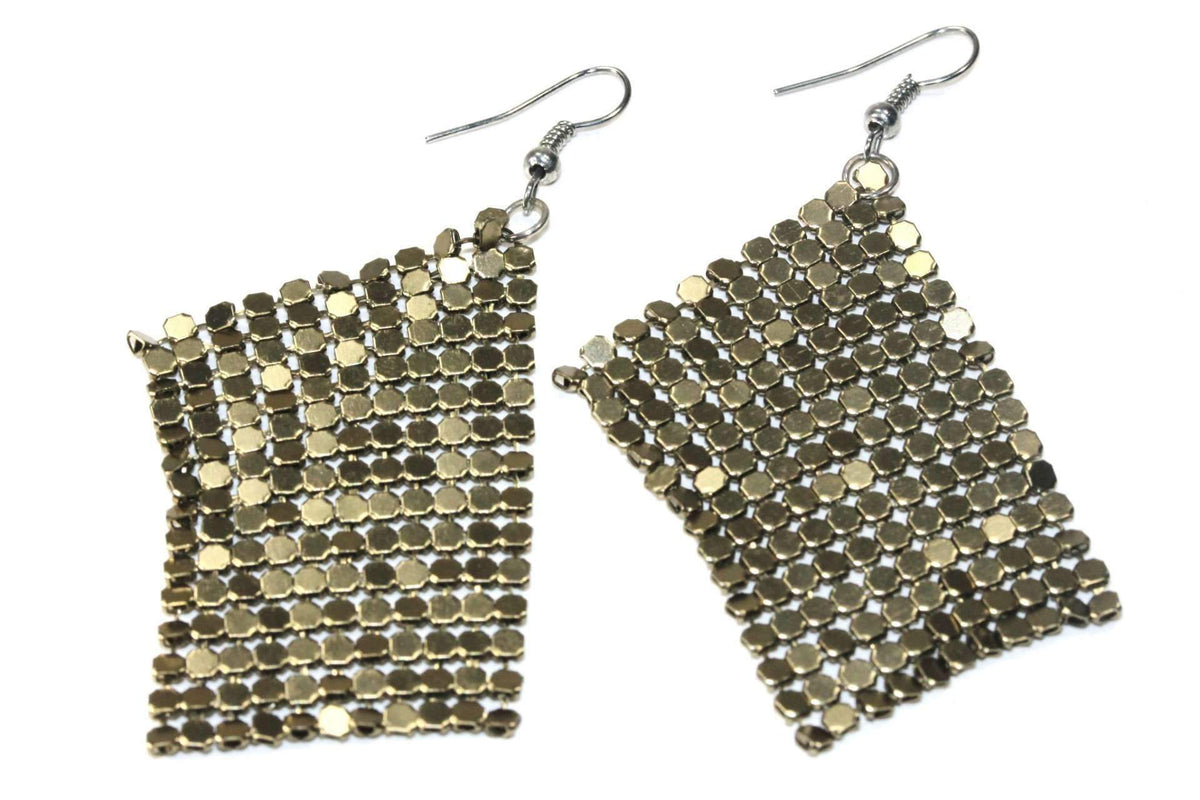 Shimmer Mesh Drop Earrings 2.5 Inch Lightweight For Women