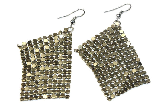 Shimmer Mesh Drop Earrings 2.5 Inch Lightweight For Women