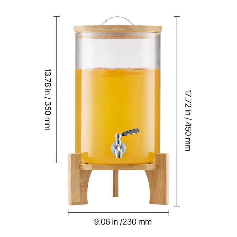 Glass Drink Dispenser with Stand for Parties