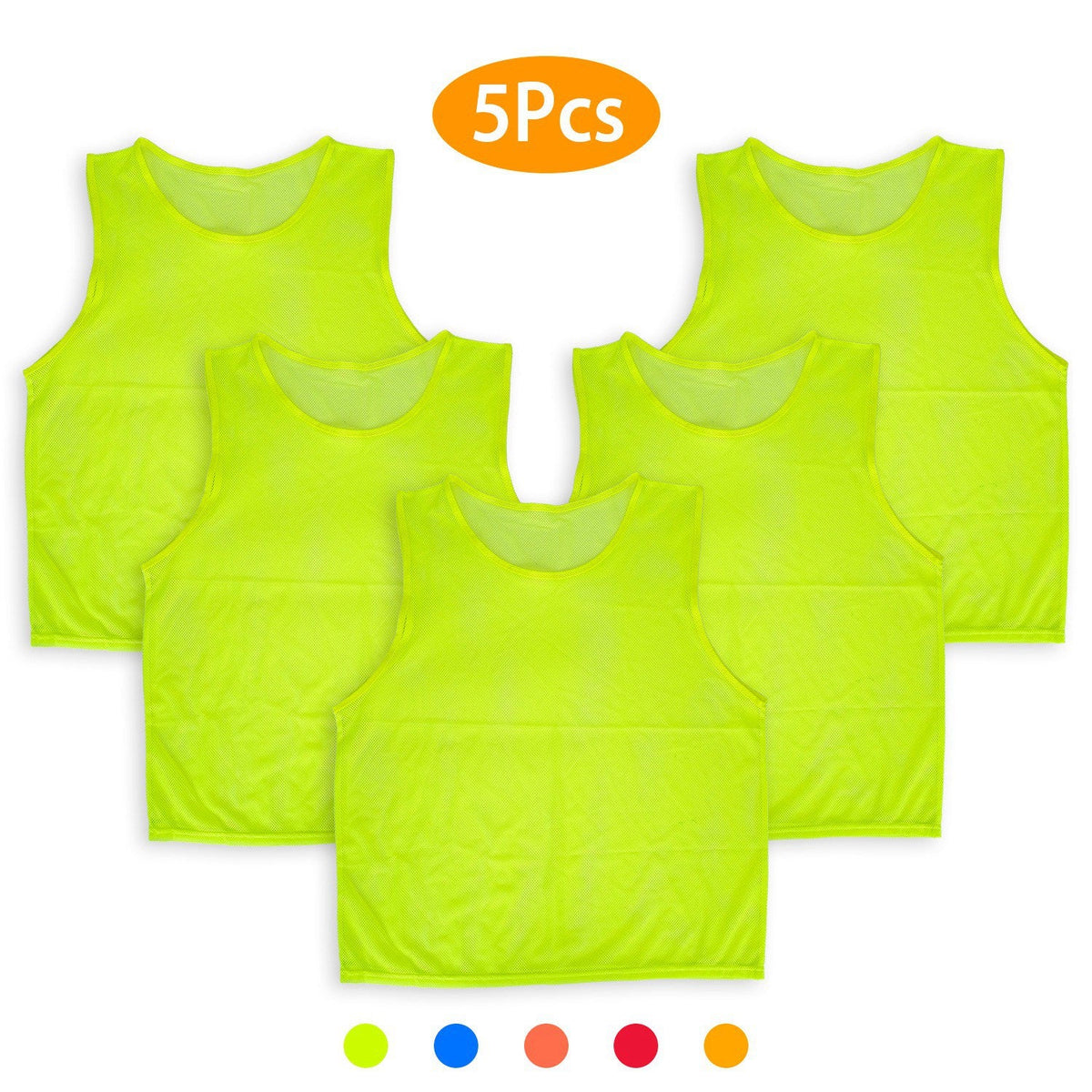 5Pcs Mesh Scrimmage Vests Soccer Basketball Team Training Pinnies Jerseys Shirt Adult Plus Size