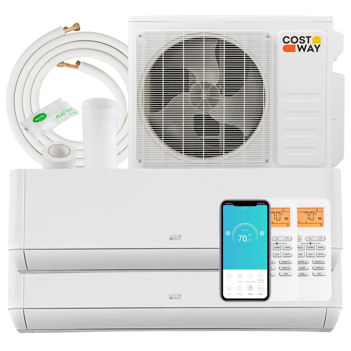 36000 BTU 2 Zone 21.5 SEER2 Mini Split AC with Heat Pump