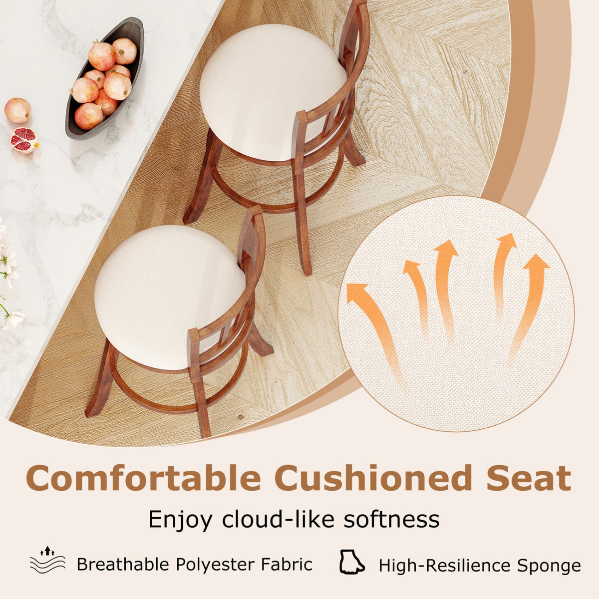 360¬∞ Rotating Counter Height Chairs Set of 4 with Backrest and Upholstered Seat