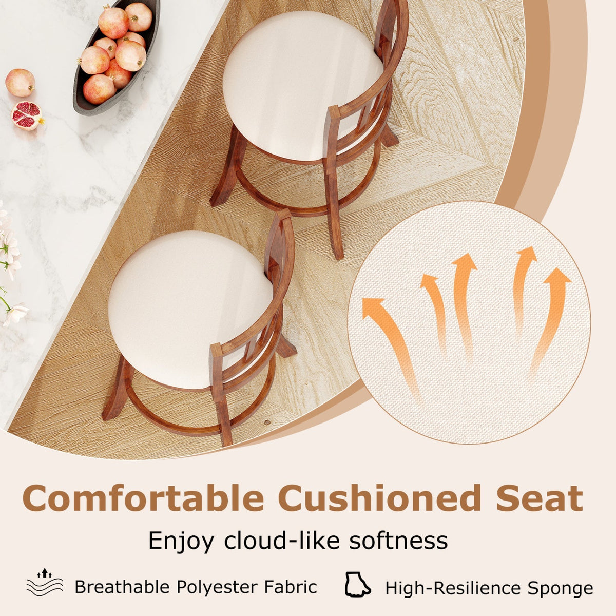 360¬∞ Rotating Counter Height Chairs Set of 4 with Backrest and Upholstered Seat