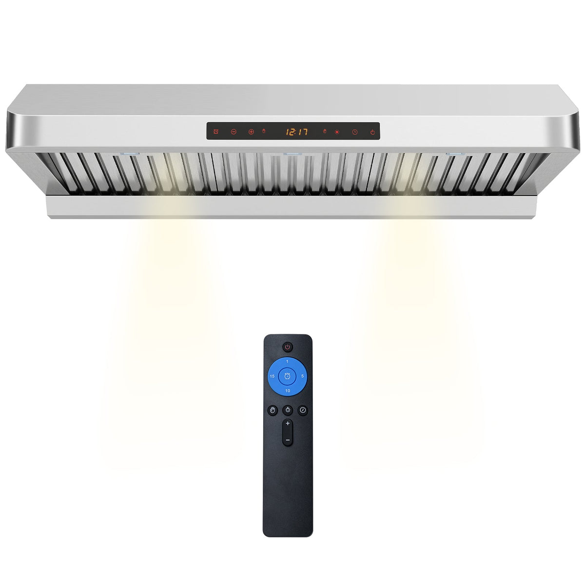 36 Inch Under Cabinet Range Hood 900 CFM Kitchen Stove Vent with Oil Collector-Silver