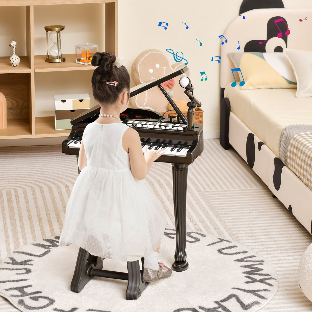 37 Keys Kids Piano Keyboard with Stool and Piano Lid