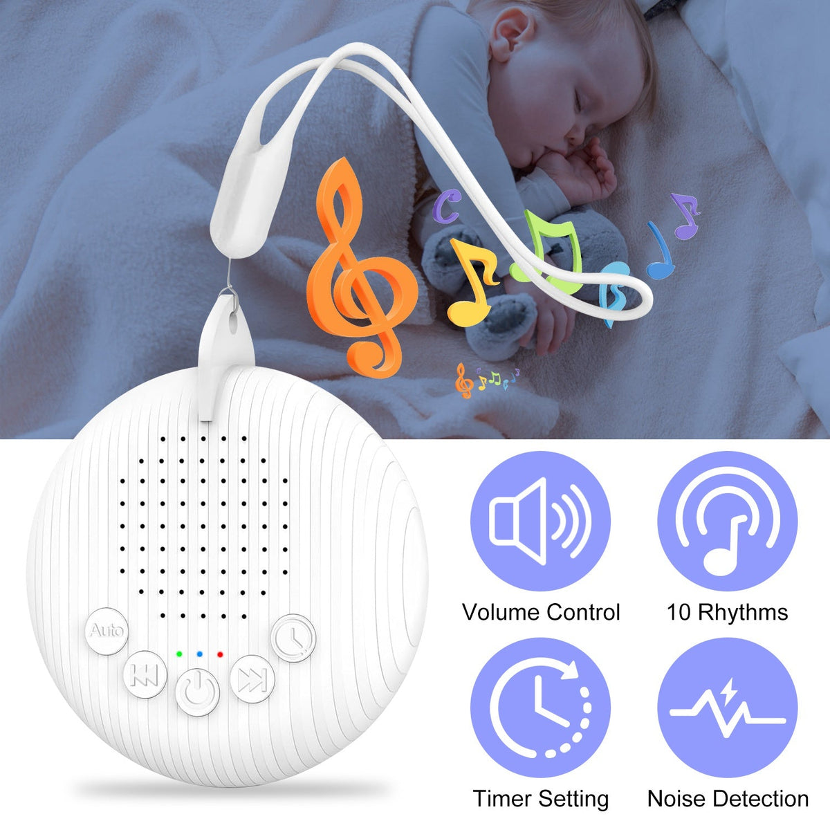 Portable White Noise Sound Machine for Sleep and Focus