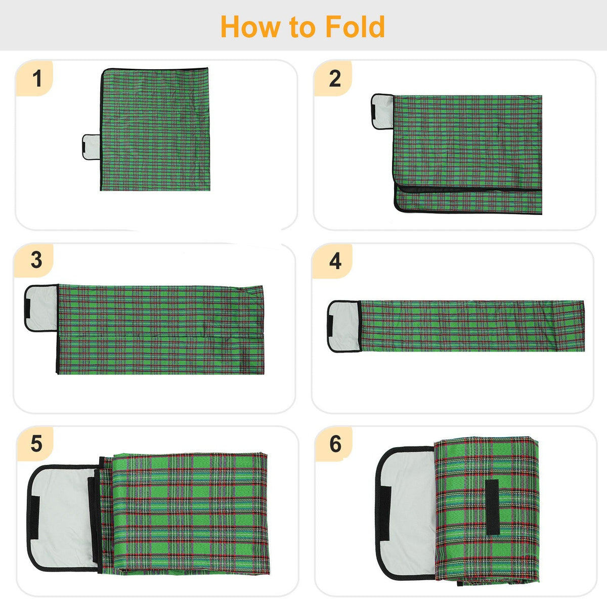 Manta de picnic impermeable de 60" x 78", alfombra plegable para acampar con correa, ideal para camping, senderismo, césped y viajes