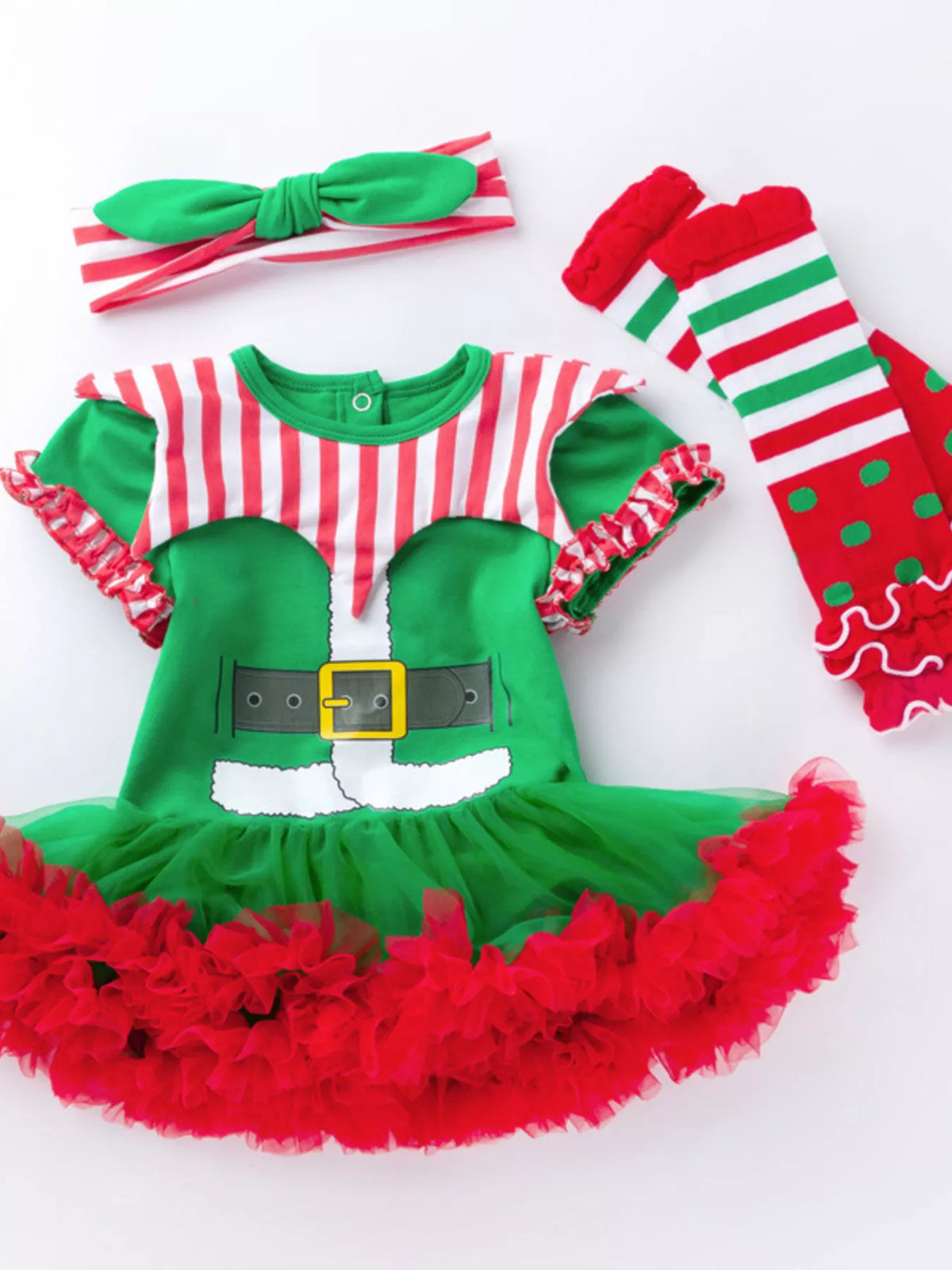 Children's Christmas One-Piece Dress 3 Piece Set