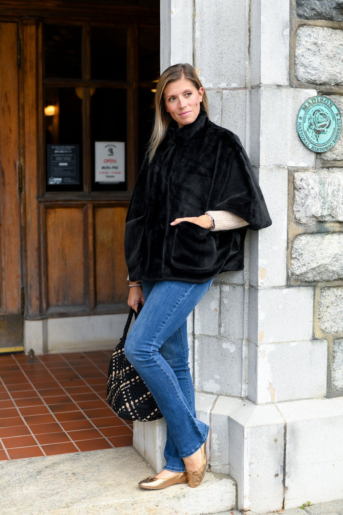 Audrey Faux Fur Poncho