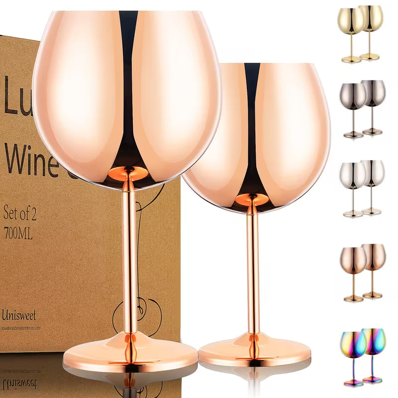 2-Piece Stainless Steel Spherical Wine Glass Set