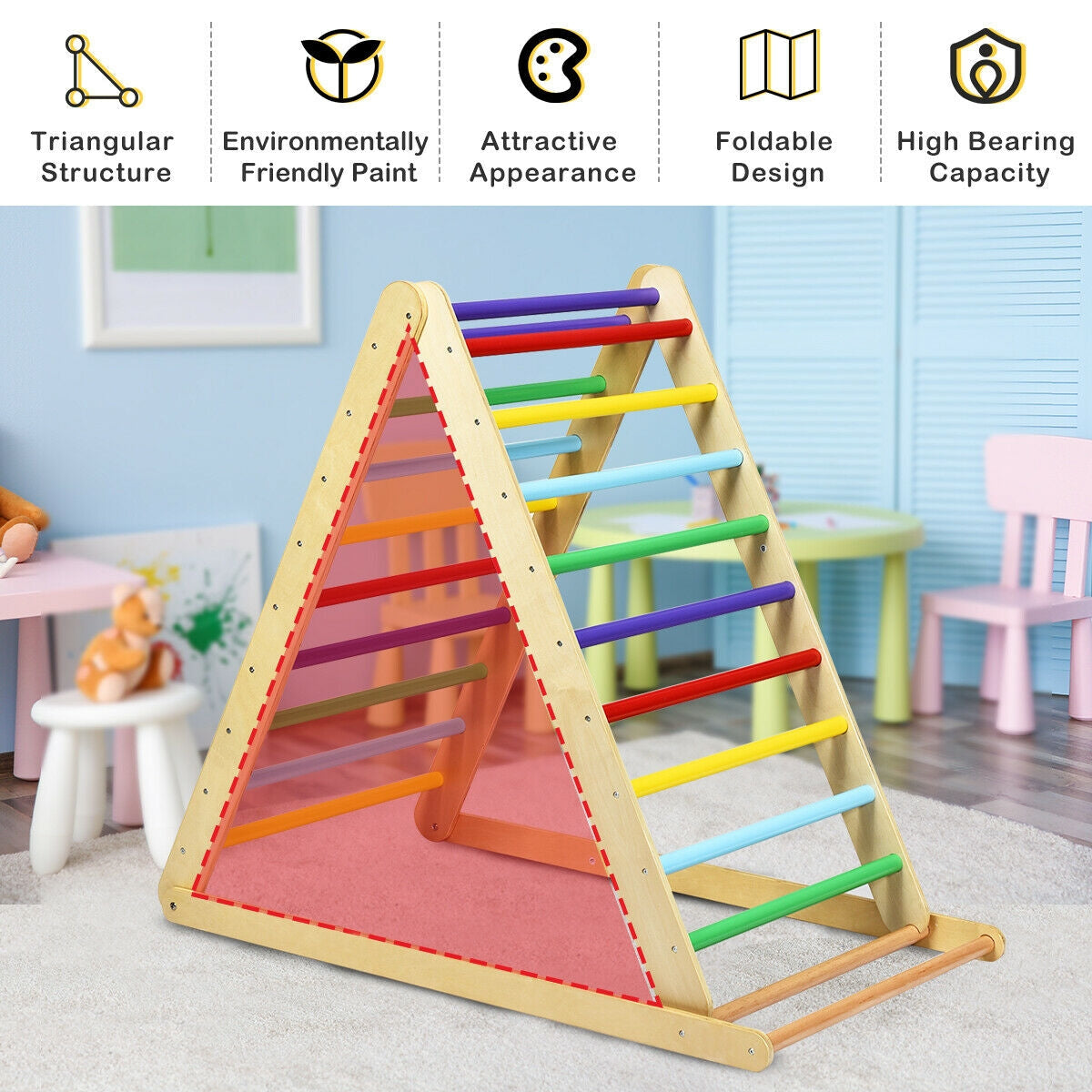 Foldable Wooden Climbing Triangle Indoor