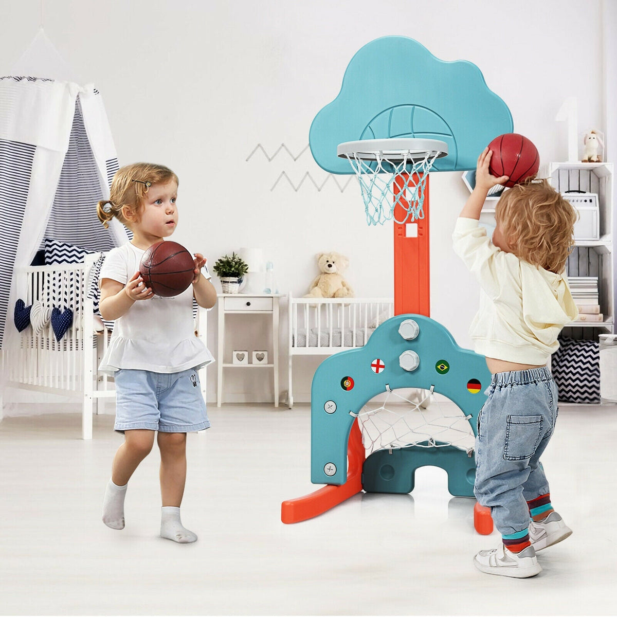 3-in-1 Kids Basketball Hoop Set with Balls
