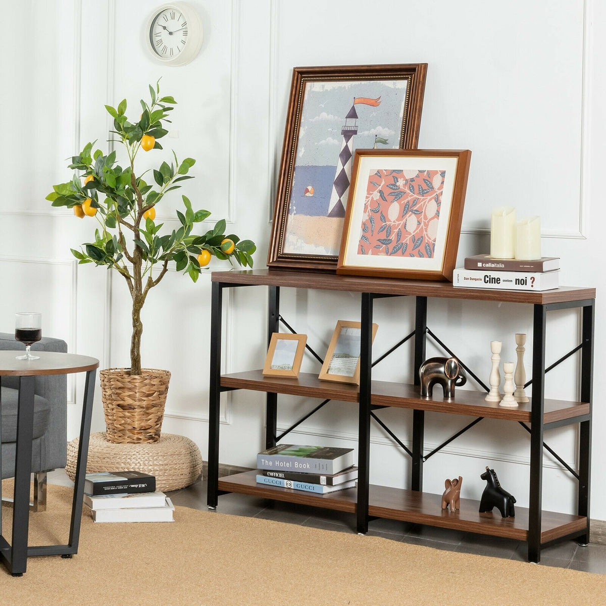 3 Tier 47 Inch Console Metal Frame Sofa Table