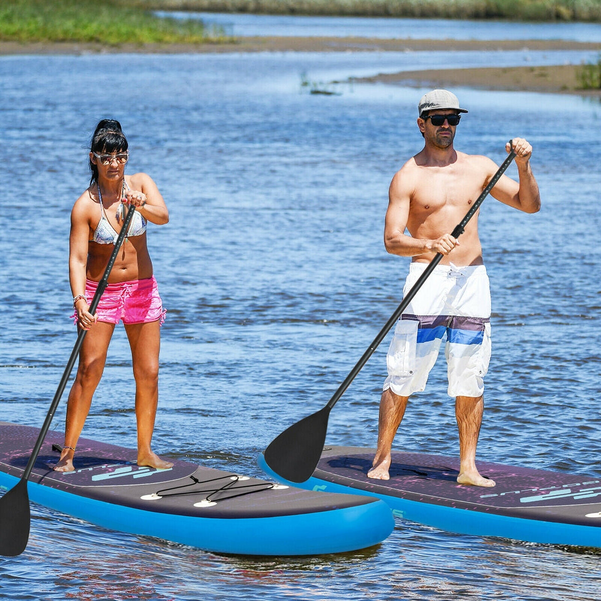 11 Feet Inflatable Stand Up Paddle Board Surfboard with Bag Aluminum Paddle Pump
