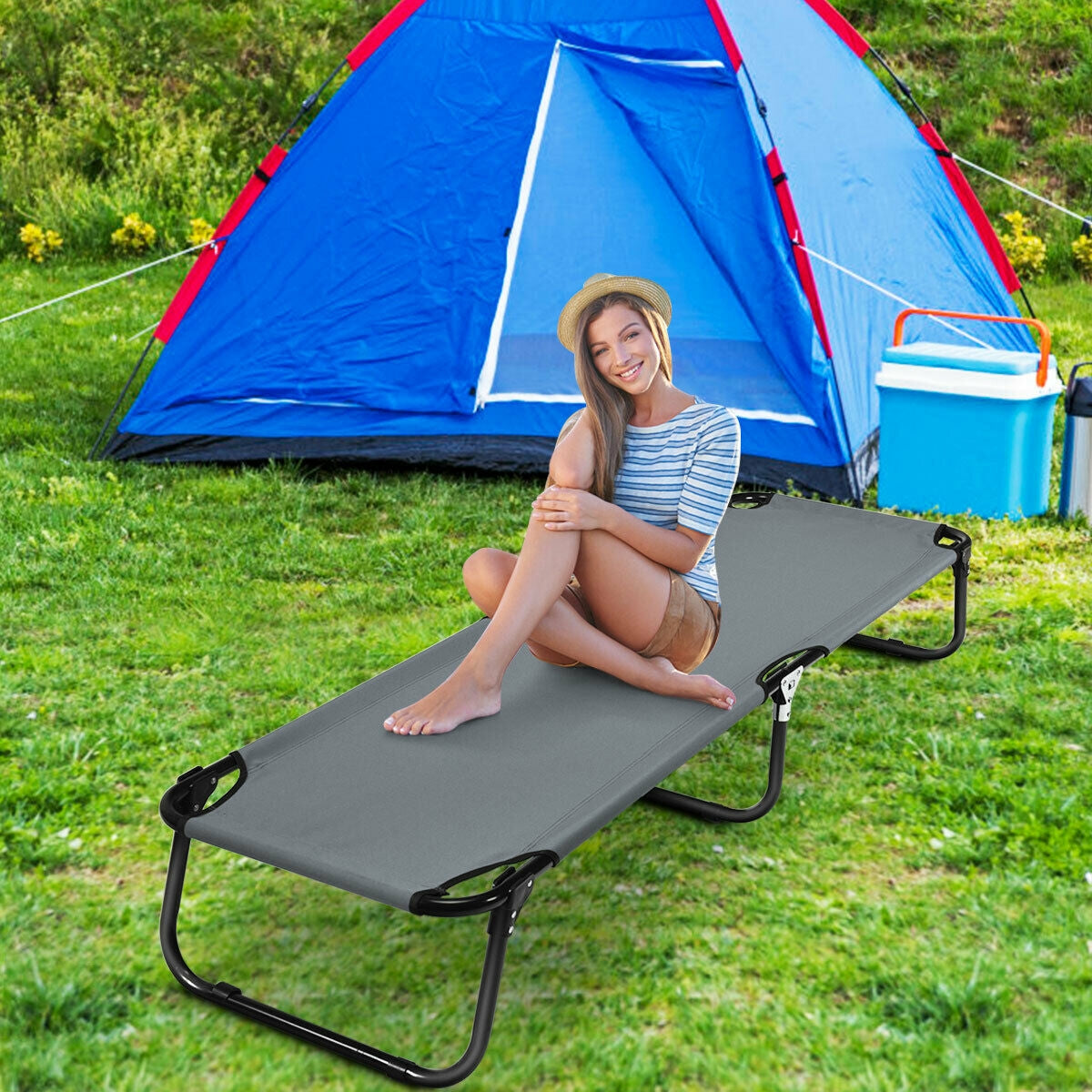 Cama plegable para camping al aire libre para dormir, senderismo, viajes - Negro