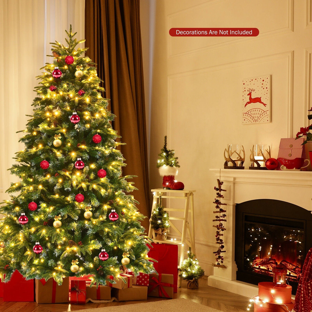 Pre-Lit Snowy Christmas Hinged Tree with Multi-Color Lights