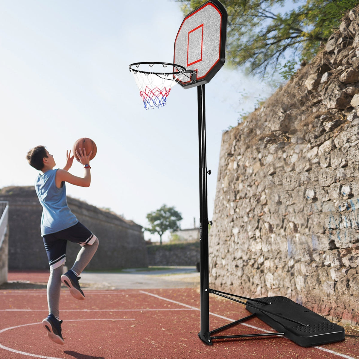 Canasta de baloncesto de 43 pulgadas, ajustable en altura, para interior y exterior