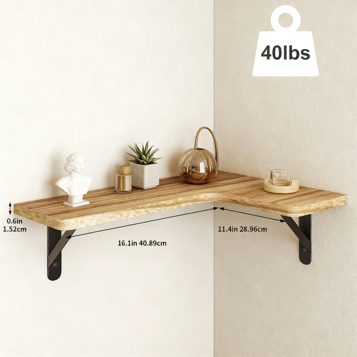 Estantes flotantes de esquina rústicos juego de 5 – Estantes de pared de madera