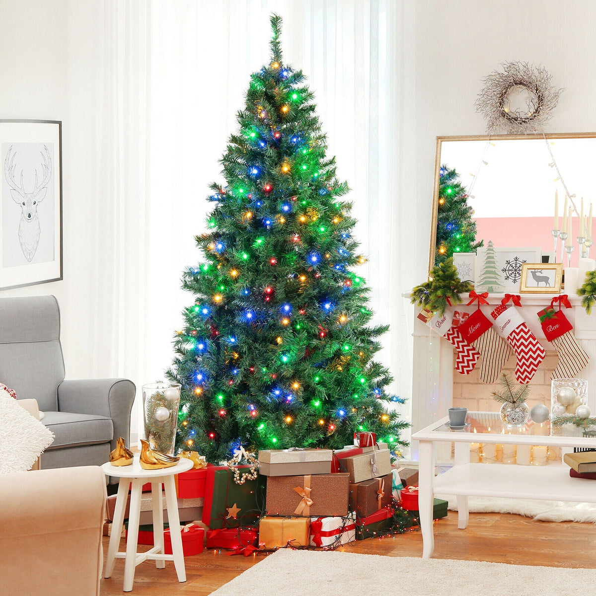 7 Feet Christmas Tree Pre-Lit 3-Minute Quick Shape