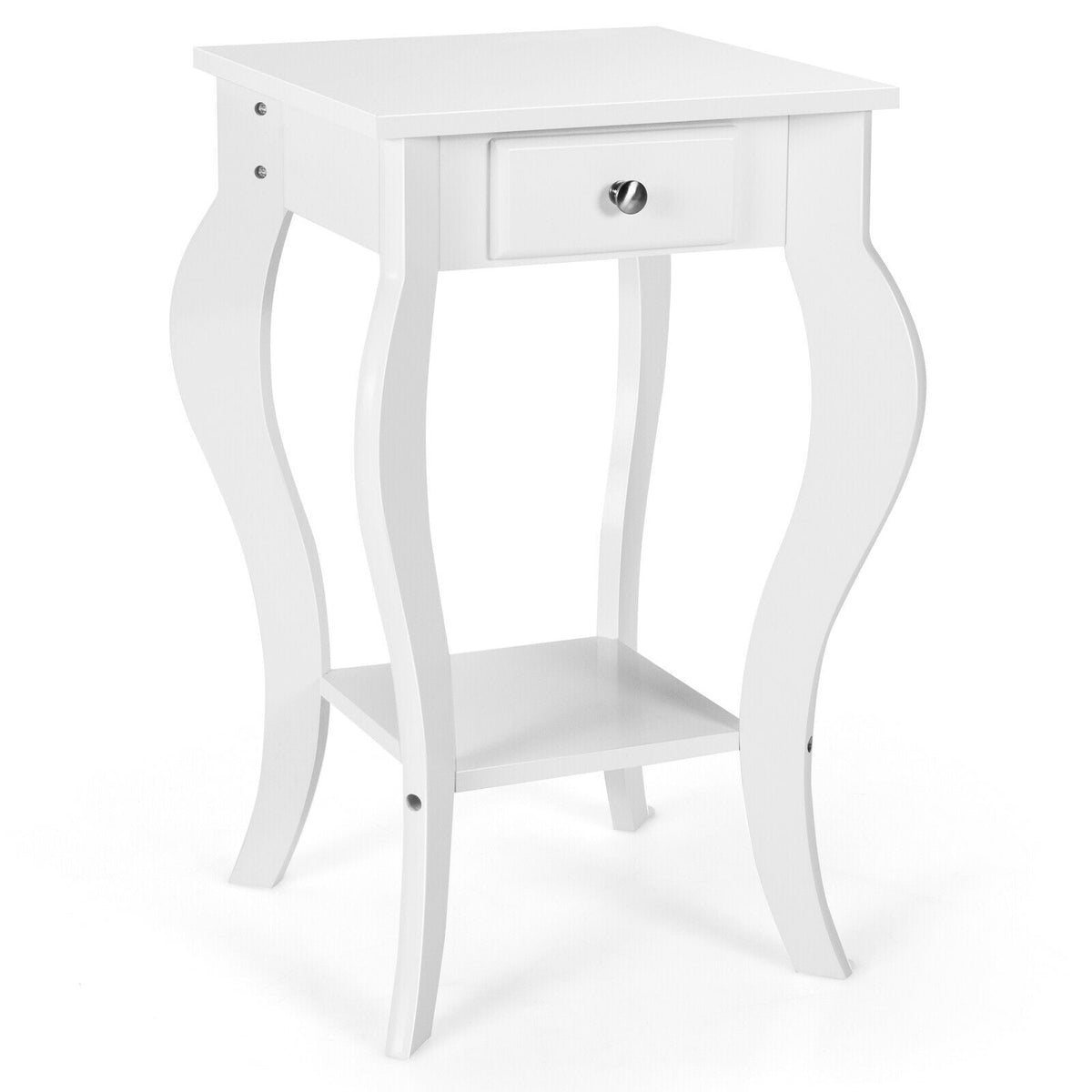 2-Tier End Table with Drawer and Shelf for Living Room Bedroom