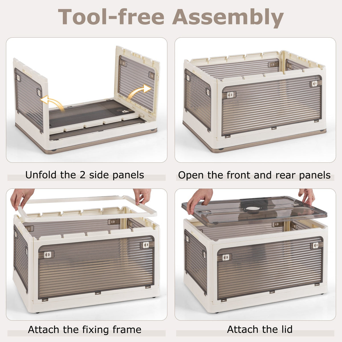 3-Pack Stackable Storage Bins with Lids with 5 Opening Ways