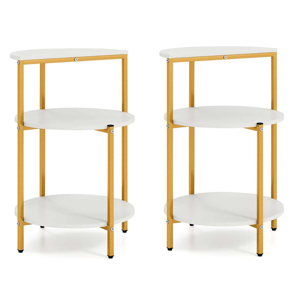 3-Tier Round End Table for Small Space and Bedroom Room