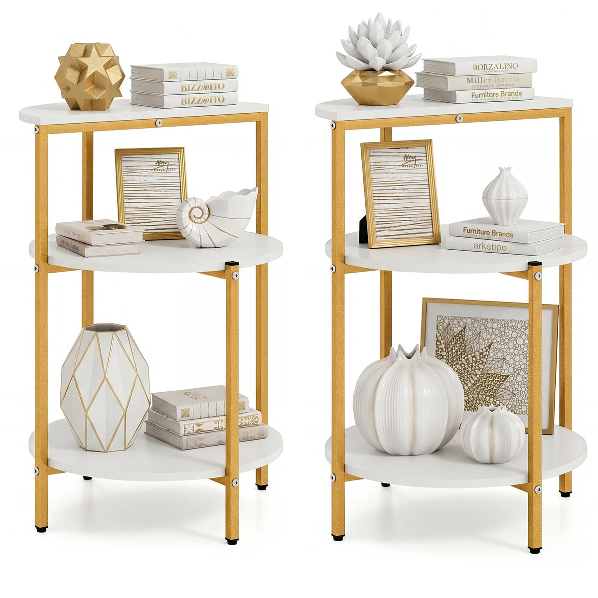 3-Tier Round End Table for Small Space and Bedroom Room