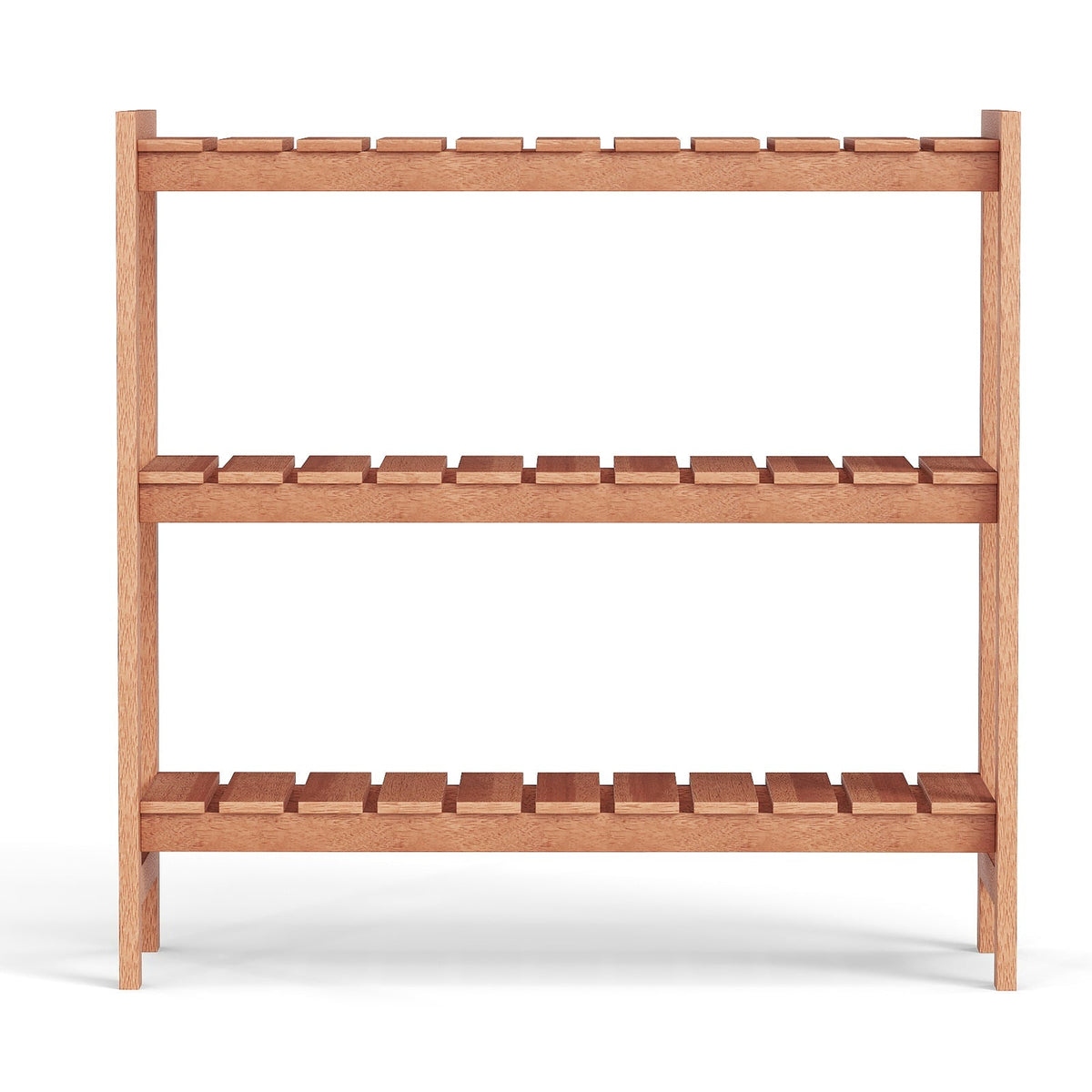 3-Tier Solid Wood Plant Stand with Slatted Shelves