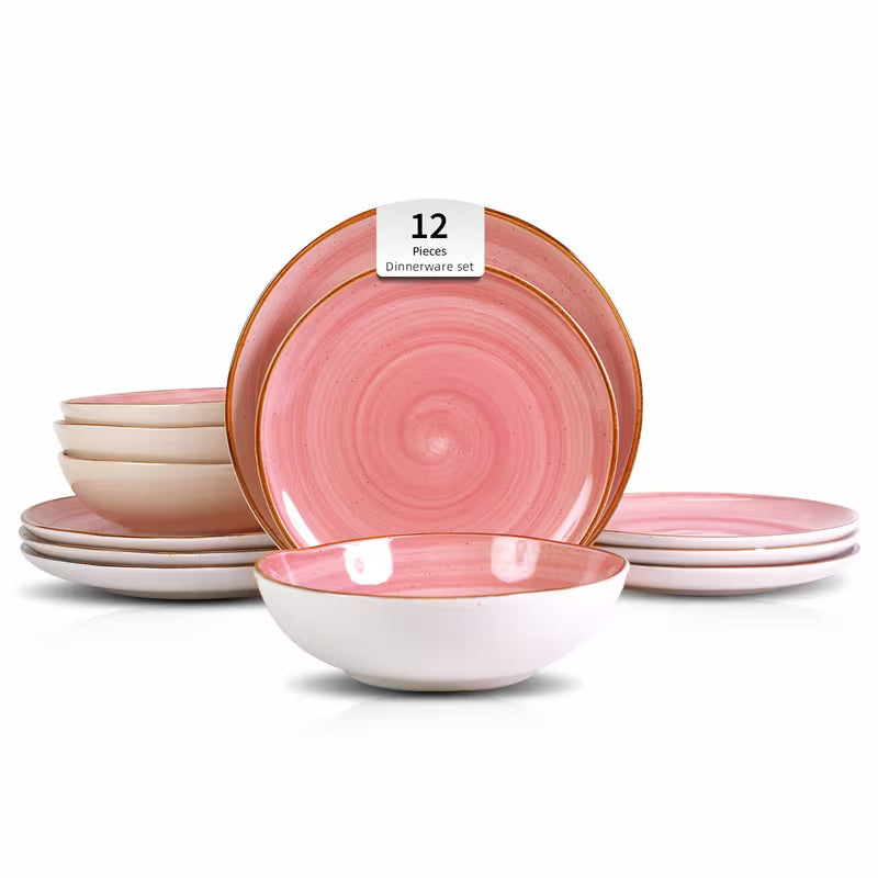 12-Piece Stoneware Dinnerware Set Service for 4
