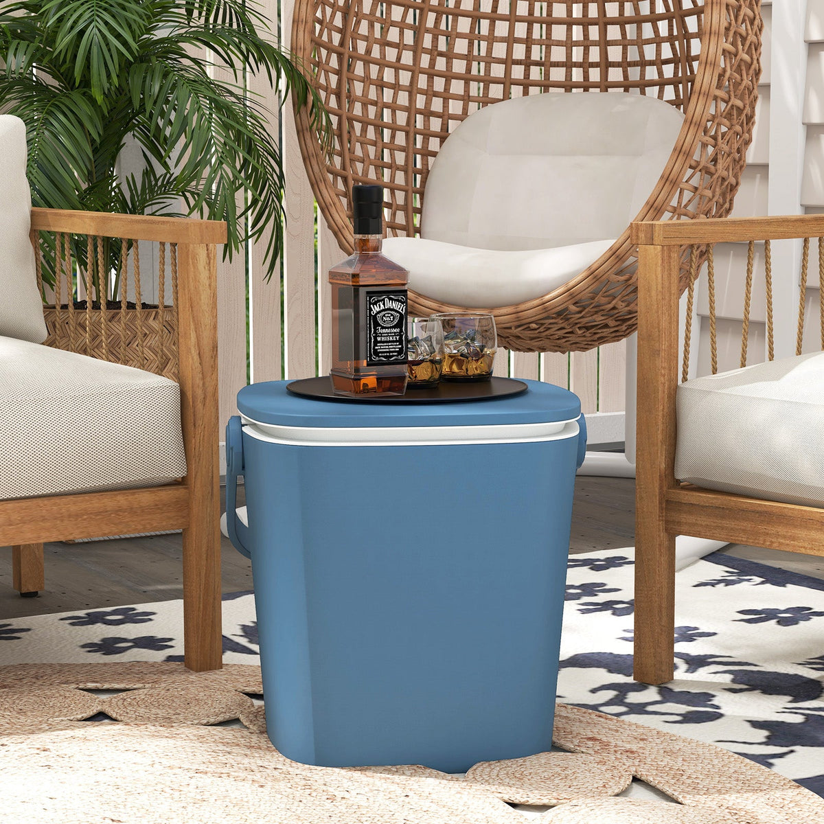Mesa Bar nevera portátil 3 en 1 con abridor de botellas y tapa elevable para piscina o camping