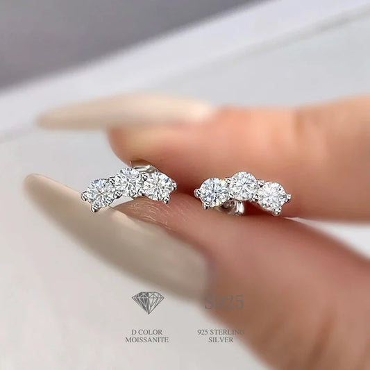 3mm Moissanite Diamond Stud Earrings 925 Sterling Silver 18K White Gold Plated