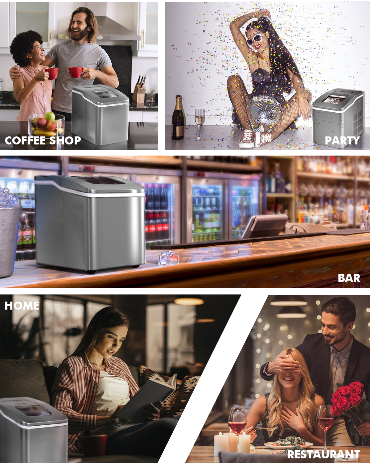 Portable Countertop Ice Maker Machine with Scoop-Silver