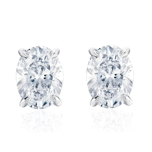 4 Ct Oval Moissanite Stud Earrings 925 Sterling Silver VVS D Color GRA