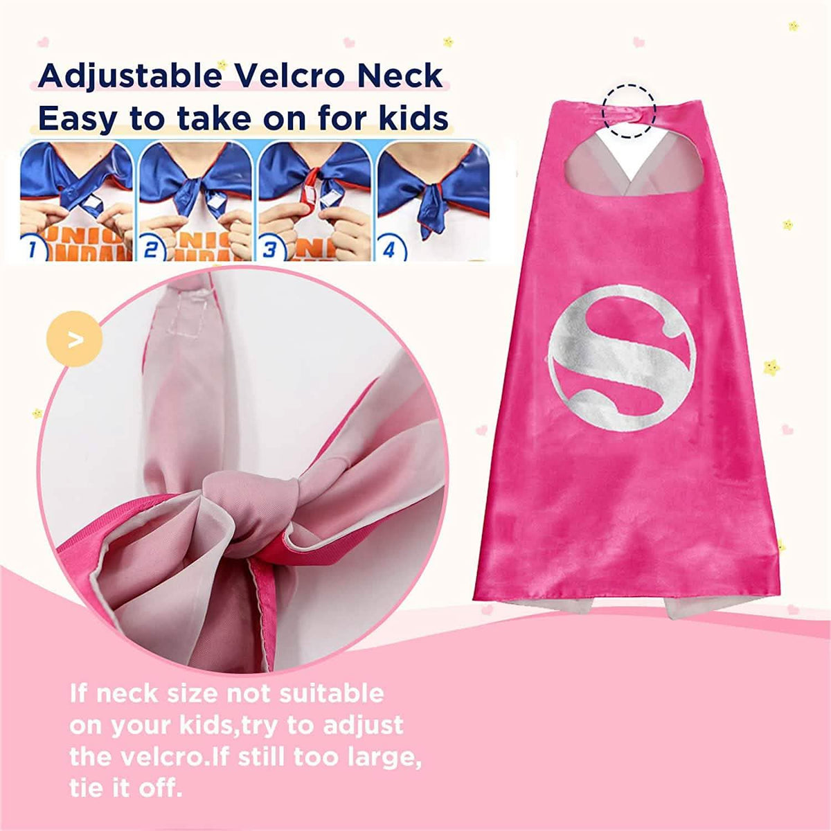 4-Piece: Kids Dress Up Superhero Capes Set and Slap Bracelets for Girls