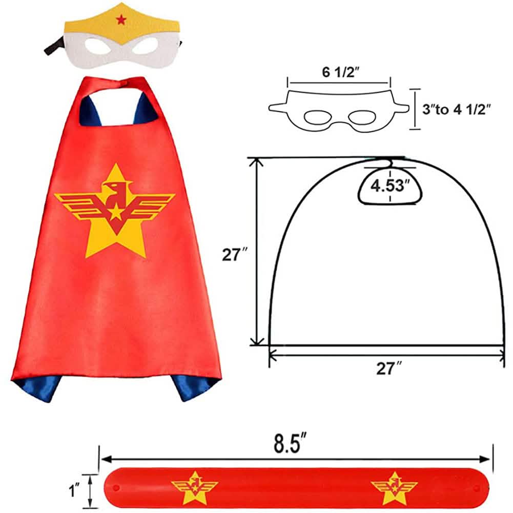 4-Piece: Kids Dress Up Superhero Capes Set and Slap Bracelets for Girls