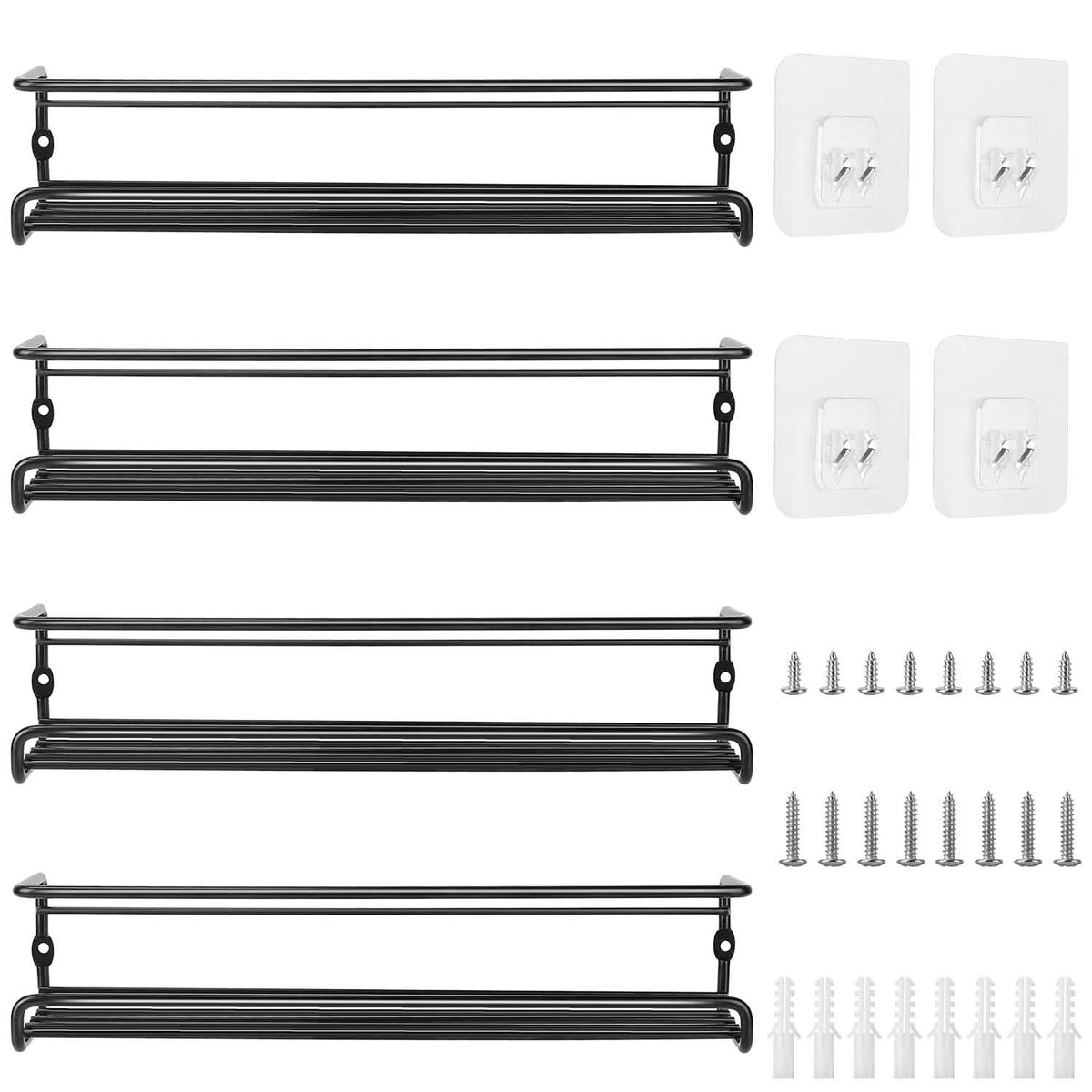 4-Piece: Wall Mount Spice Racks
