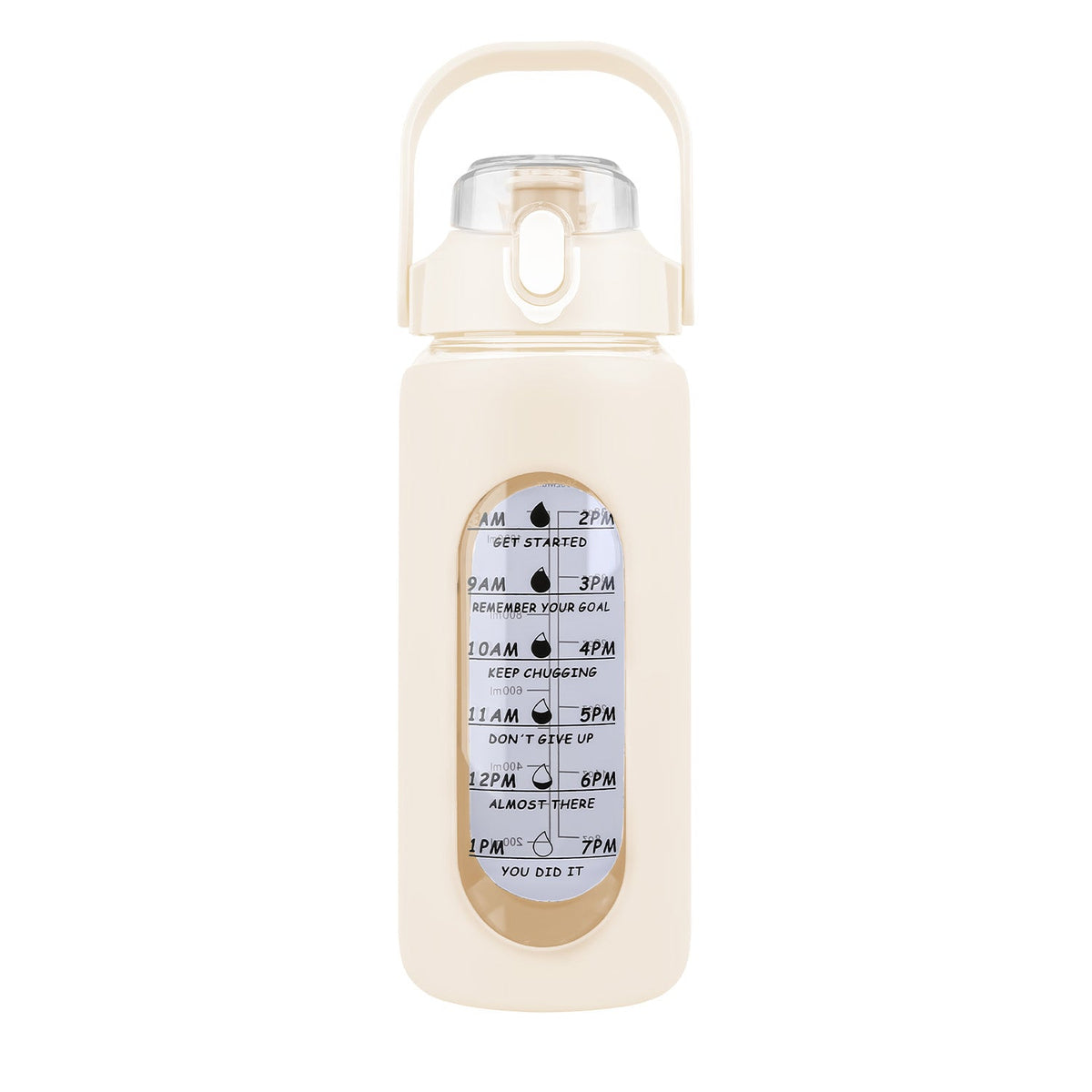 34Oz Glass Water Bottle Sports Water Bottle Motivational Water Bottle Water Intake Tracker Bottle with Straw Time Marker Silicone Sleeve Handle for Gy