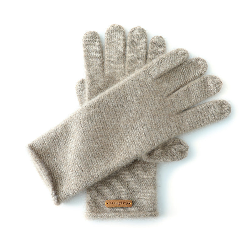 Cashmere Autumn And Winter Unisex Warm Touch Riding Windproof Knitted Five-finger Gloves