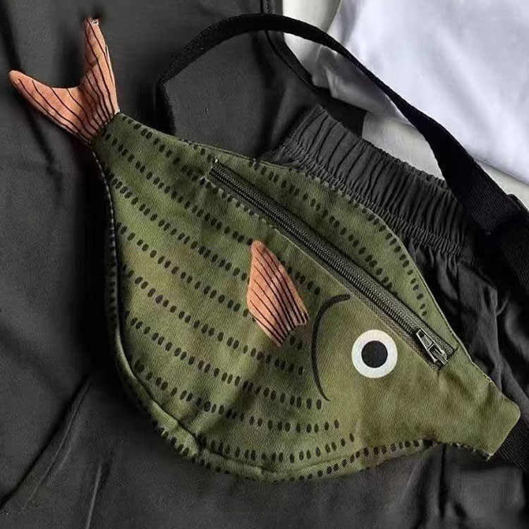 Children's Parent-child Green Fish Style Crossbody Bag