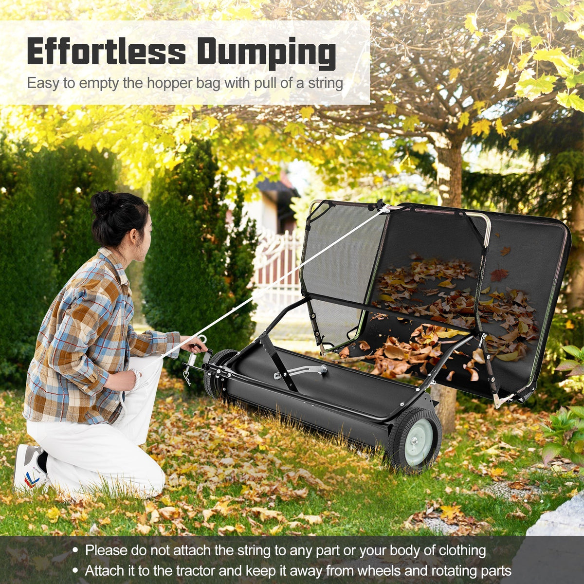 42 Inch Tow-Behind Lawn Sweeper with 26/27 Cu.FT Hopper Bag