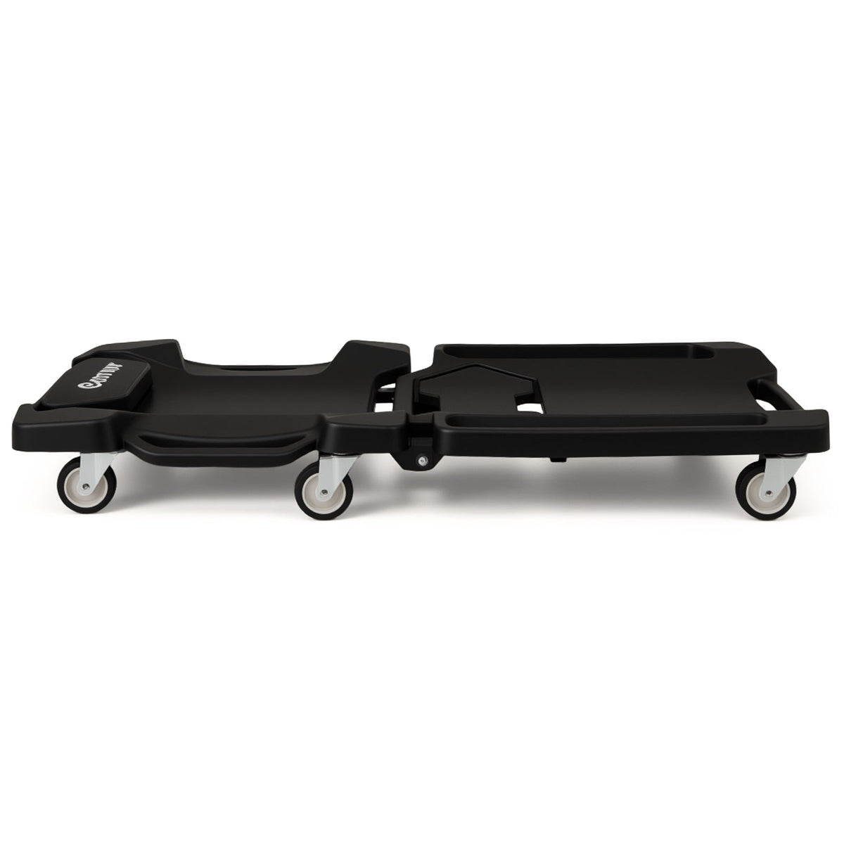 43 Inches Foldable Mechanic Creeper with Padded Headrest and Tool Trays-Black