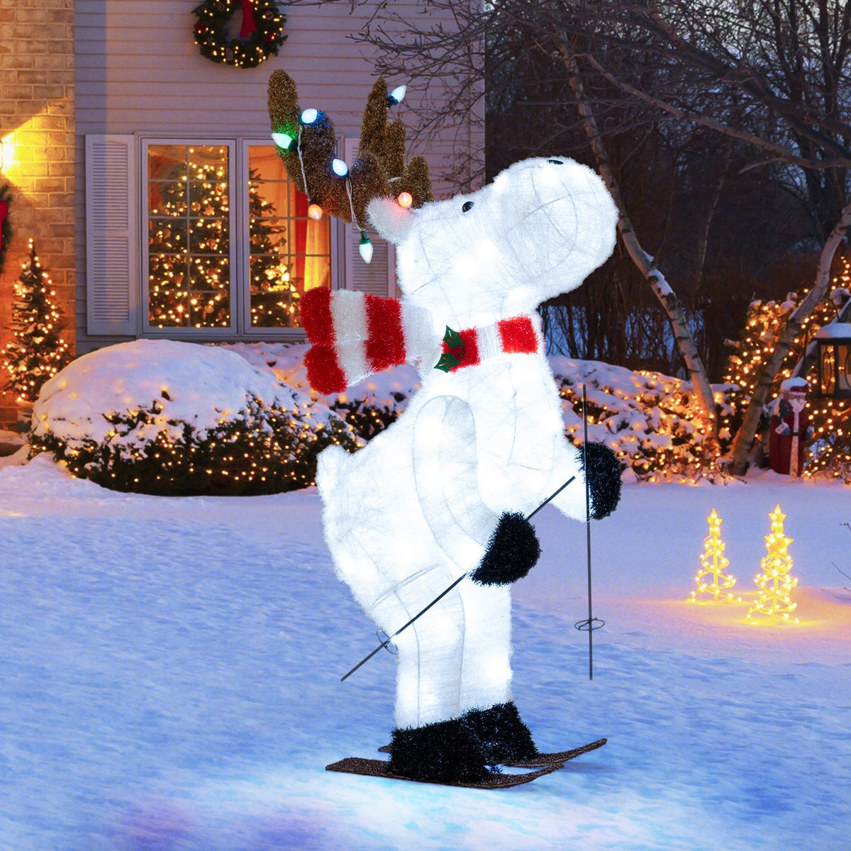 44" Animated Christmas Reindeer Pre-lit Skiing Deer Decoration